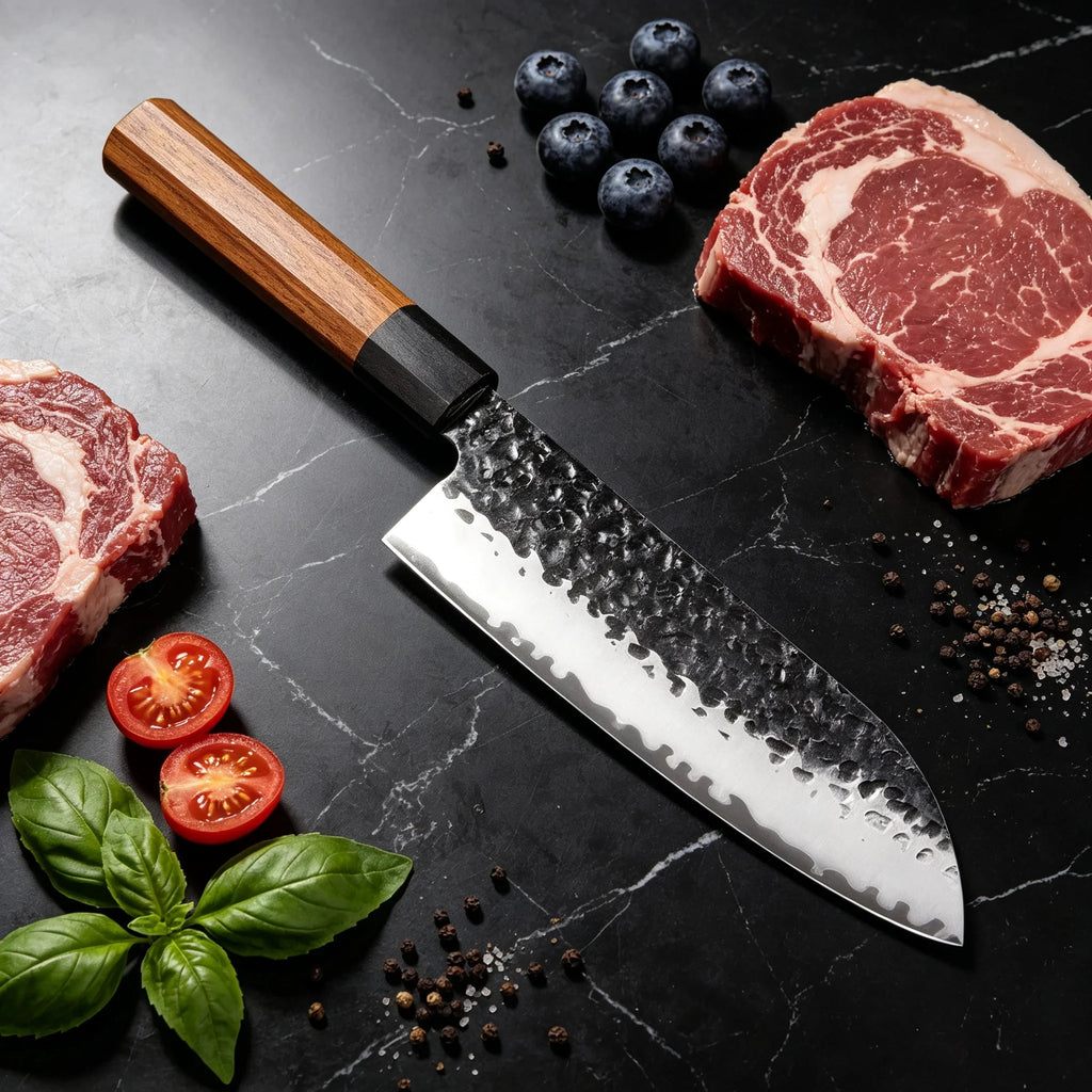 Hand Forged Japanese Santoku Knife – Sharp Stainless Chef Knife