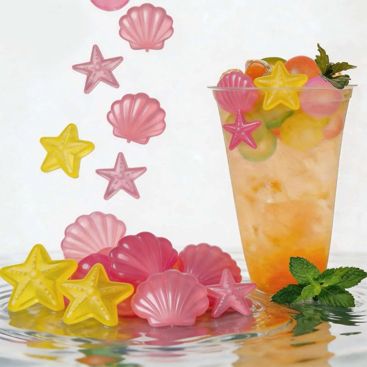 24-Pack Reusable Star-Shaped Ice Cubes | No-Dilution Drink Chillers