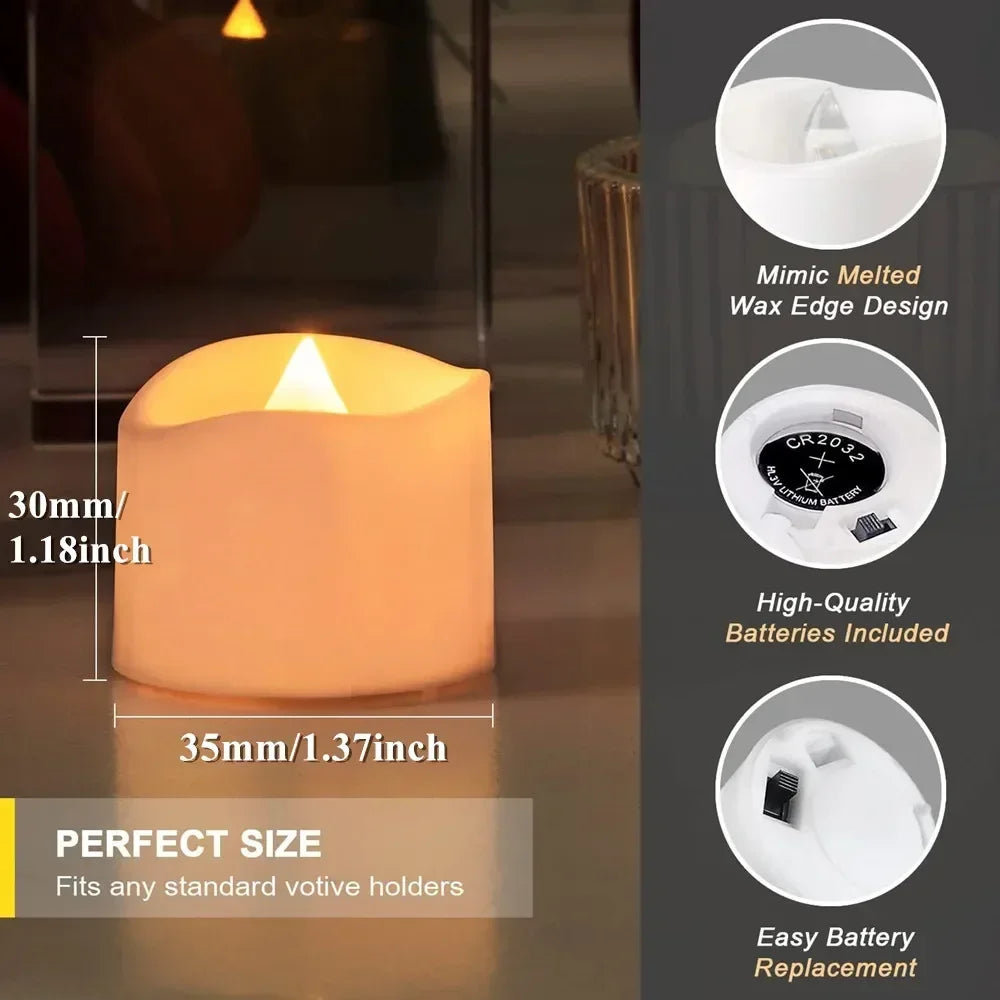 12 Flameless Flickering LED Candles Without Remote Tealight