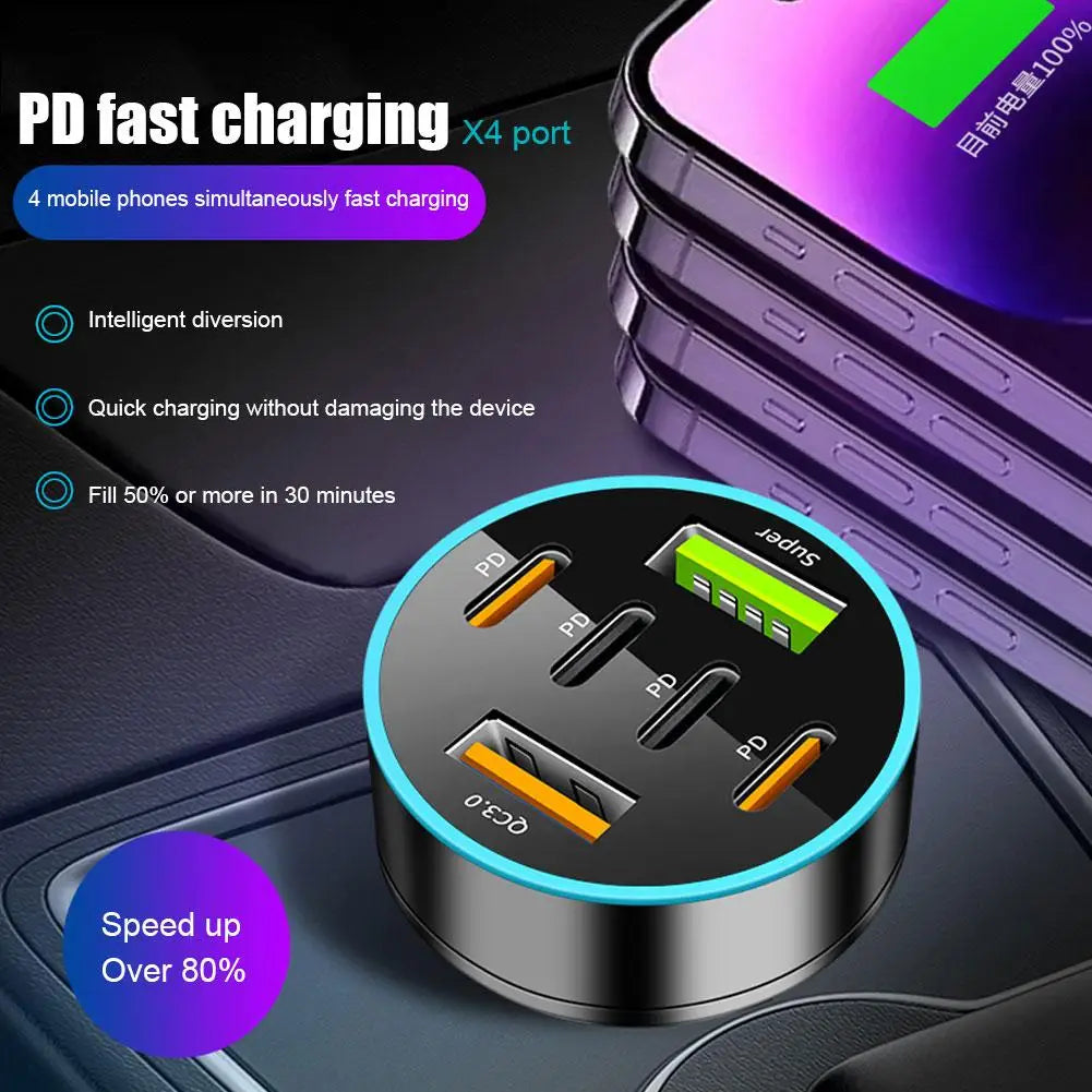66W USB JMG-PD+QC3 0 Car Digital Display Monitoring Charger PD Fast