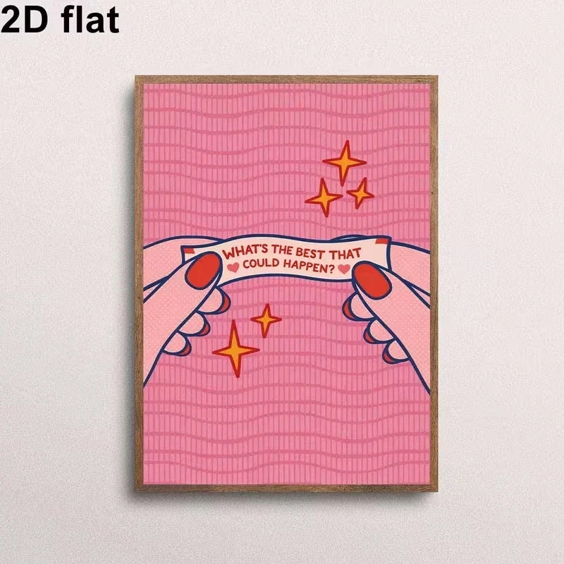 "What's The Best That Could Happen?" Pink Canvas Wall Art