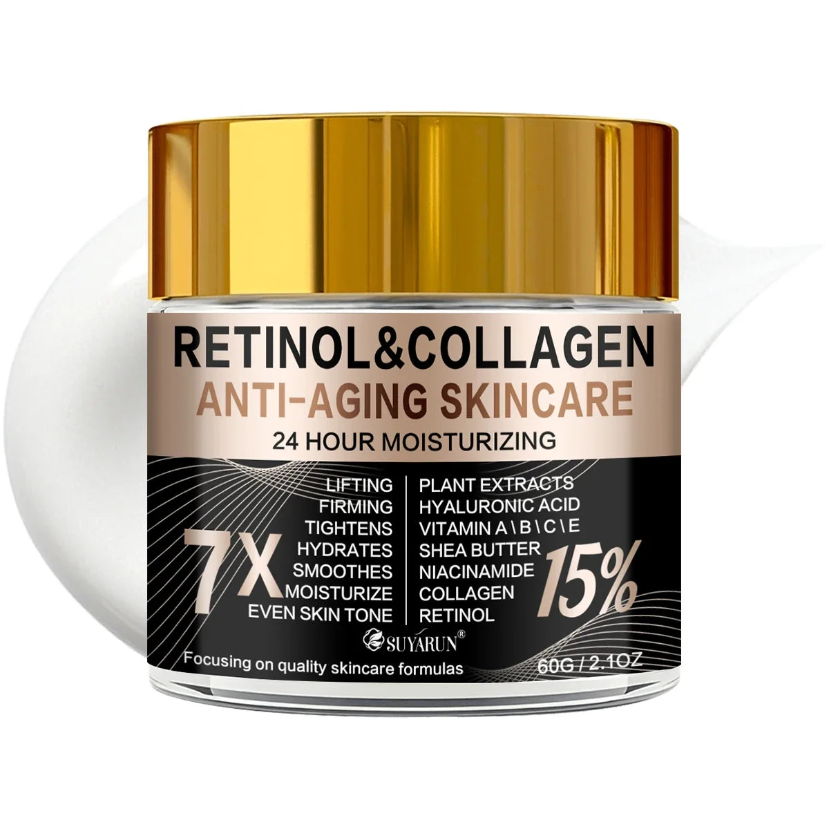 SUYARUN Retinol Collagen Face & Eye Cream – 60g Glass Jar