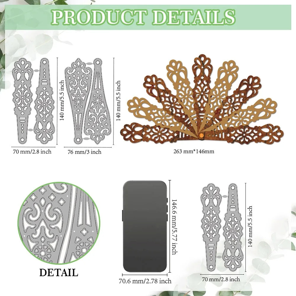 Fan Carbon Steel Cutting Dies – Scrapbooking & Embossing Set
