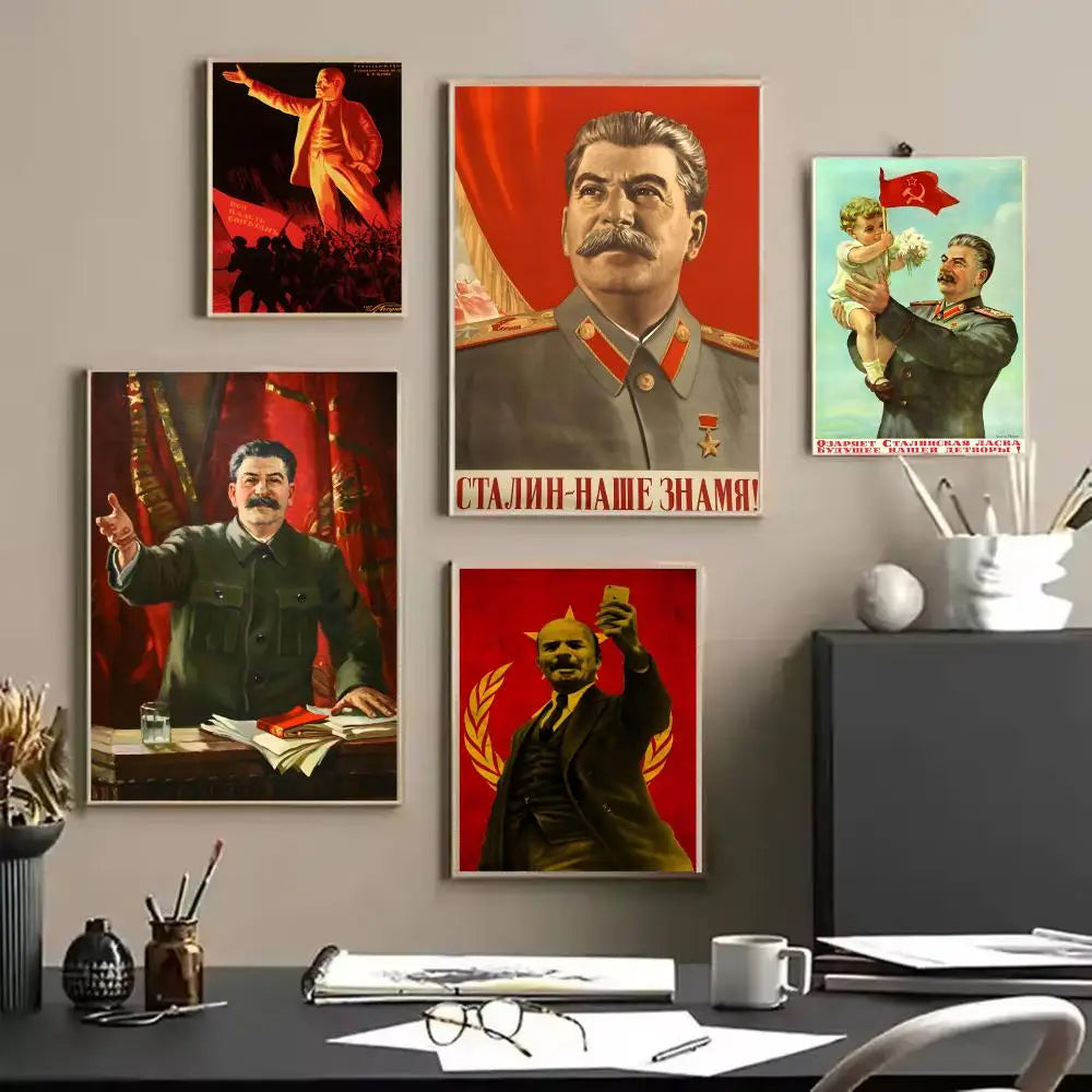 Lenin & Stalin Classical Canvas Wall Art Poster – Unframed