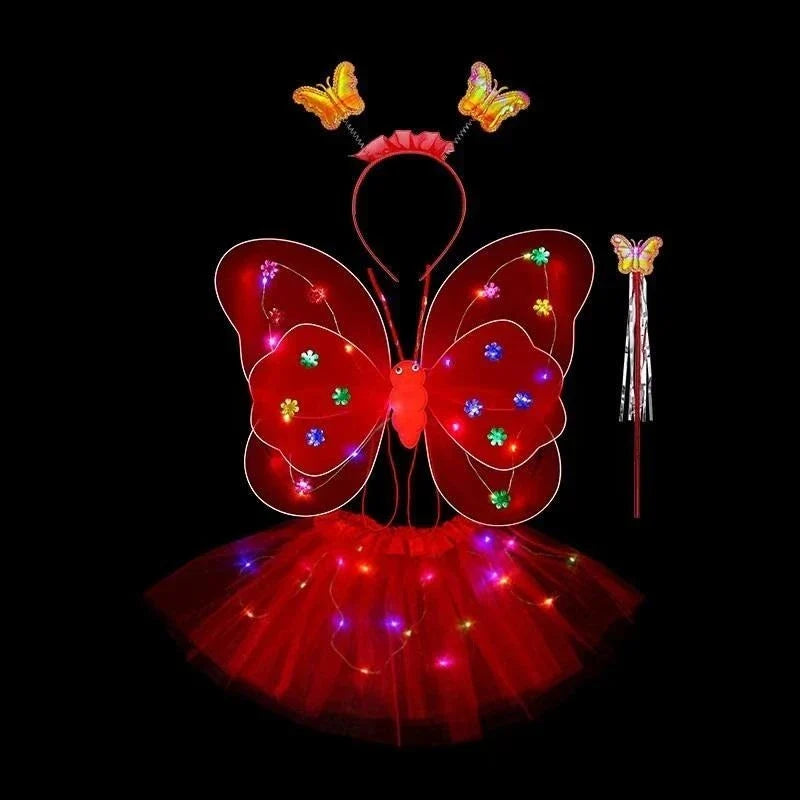Luminous Wings Flashing Butterfly Skirt Lights Suit LED Children