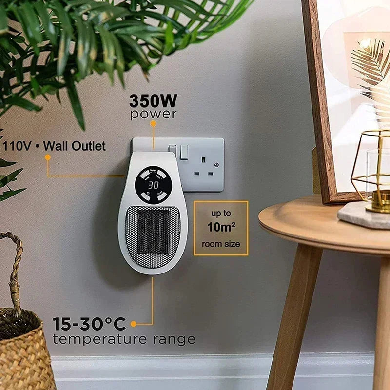 350W Portable Electric Space Heater | Remote & Wall Mount