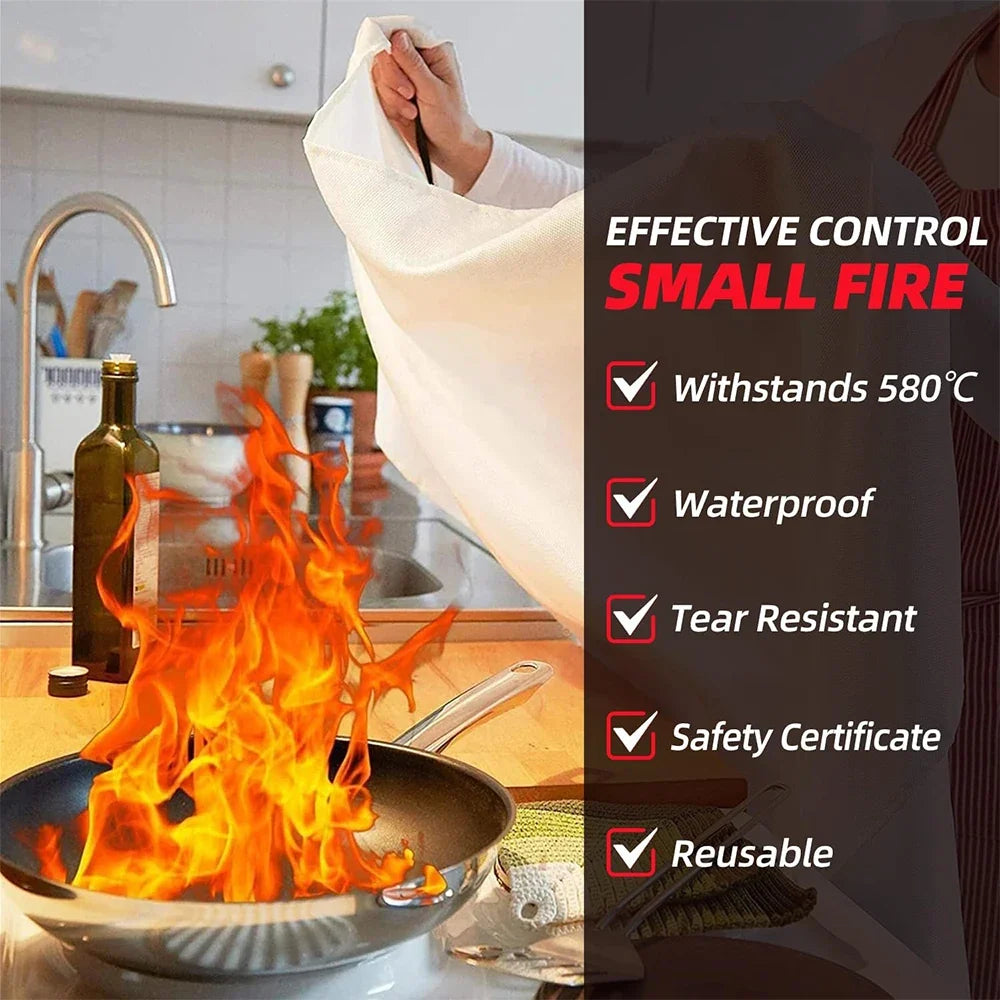 Emergency Fire Blanket – Flame Suppression Safety Cloth 1M x 1M