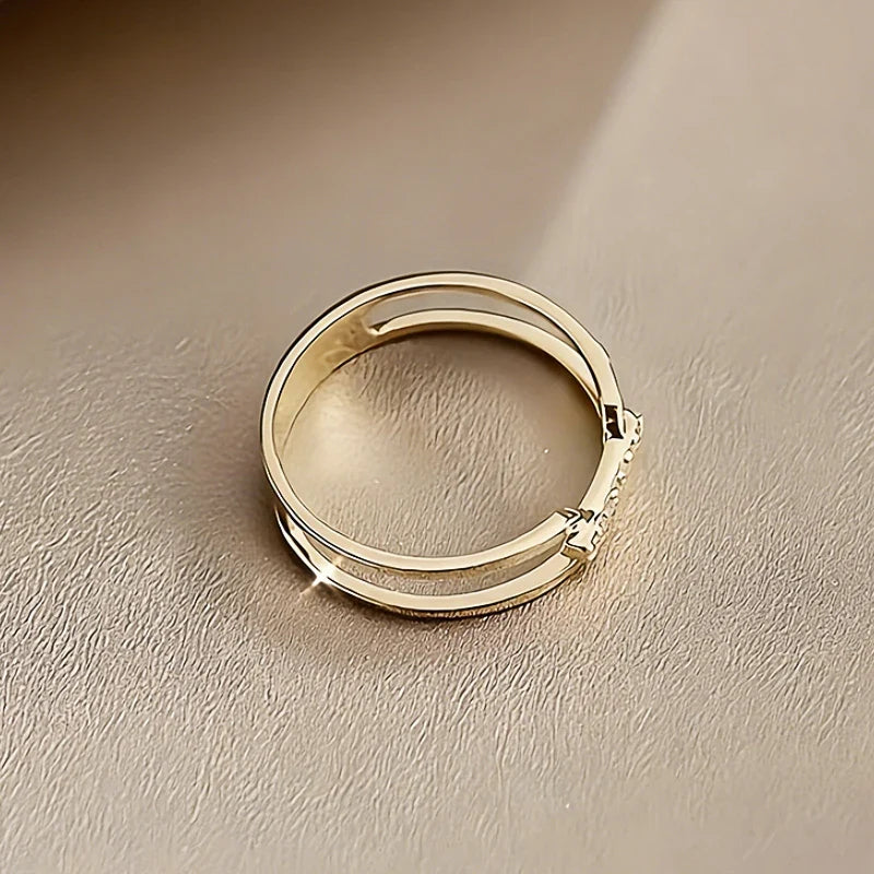 Huitan Chain Link Ring Women – CZ Brass Fashion Ring