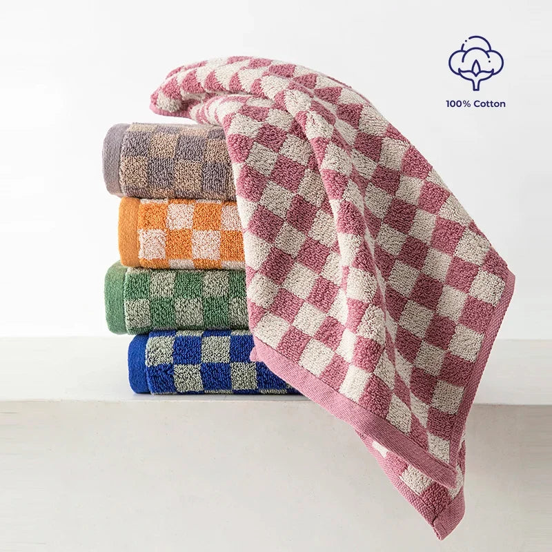 Battilo Plaid Cotton Bath Towel Set – Soft & Absorbent