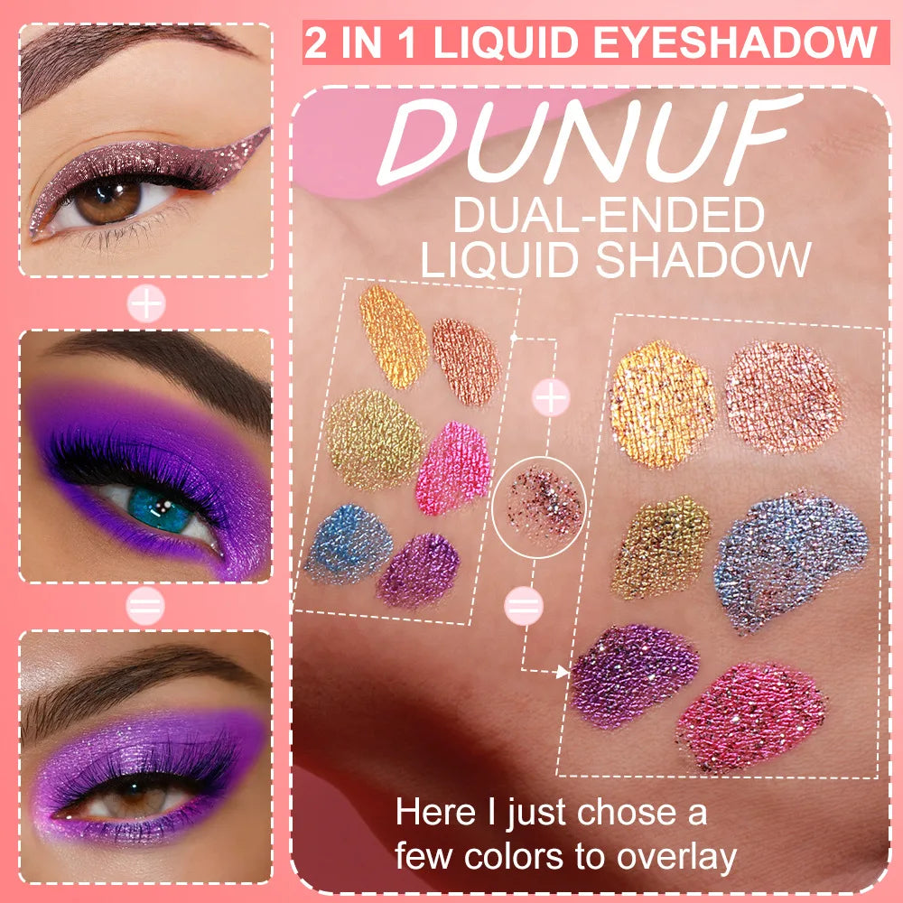 Dual-ended Liquid Eyeshadow Long-lasting Shimmer Finishes Red Blue