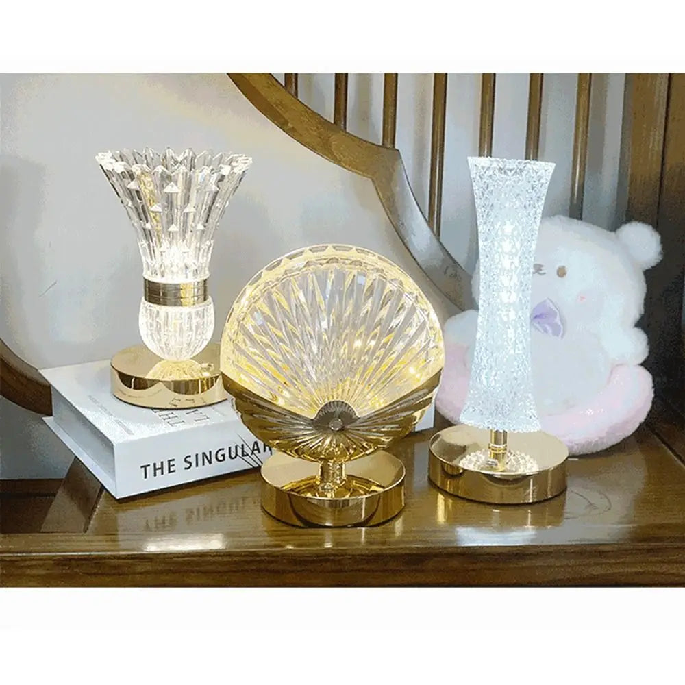 Dimmable Crystal Mushroom Table Lamp | 3-Color Touch LED Night Light