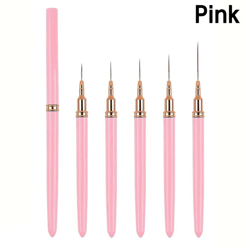 5-Piece Nail Art Liner Brush Set – 7/9/11/15/20mm Striping