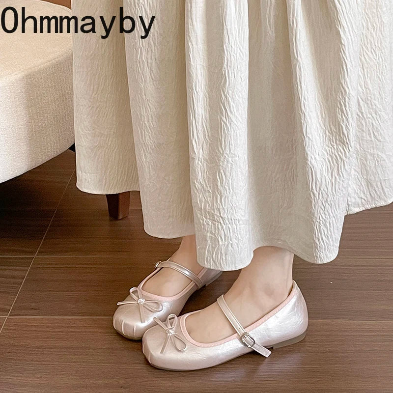 Women's Bow Mary Jane Ballet Flats – Sweet Elegant Shoes