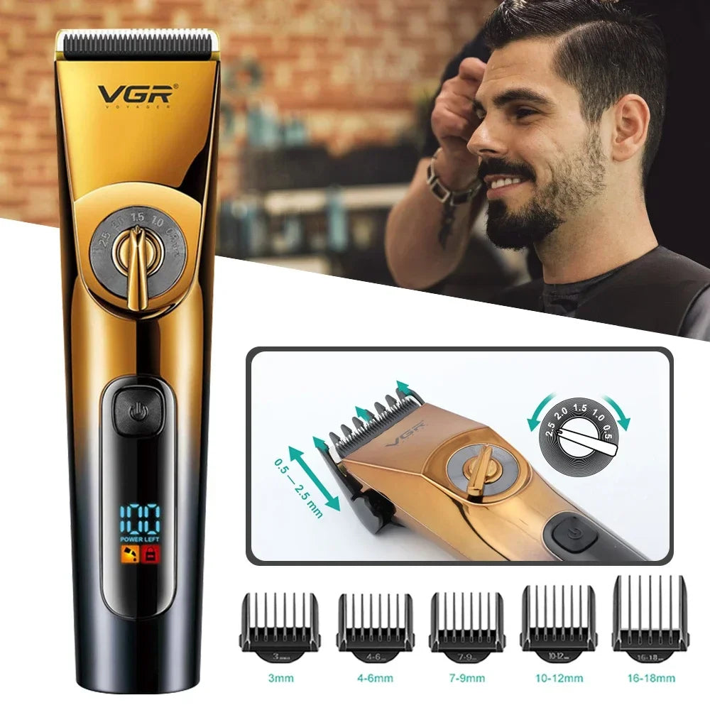 VGR V-663 Professional Hair Clipper IPX6 Waterproof LED Display