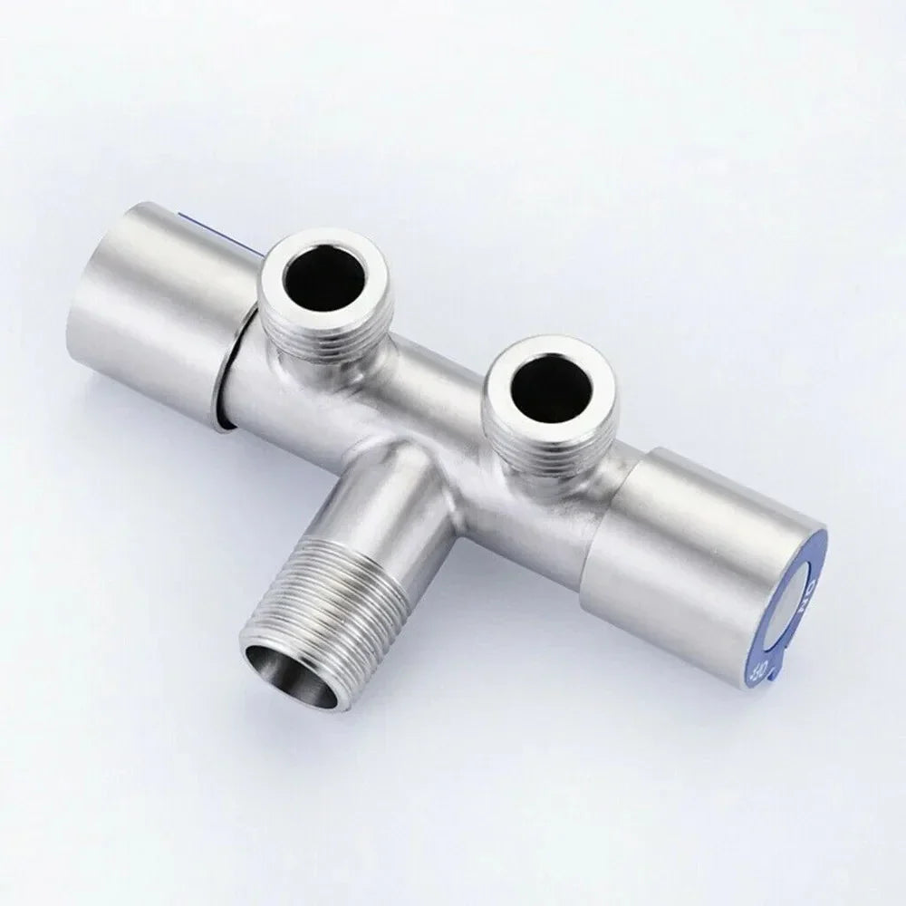 Dual Handle Stainless Steel Wall Mount Faucet & Triangle Valve