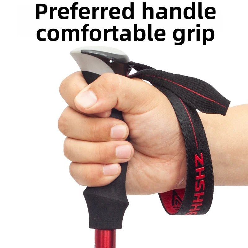Folding Aluminum Hiking Stick – Lightweight 5-Section Staff