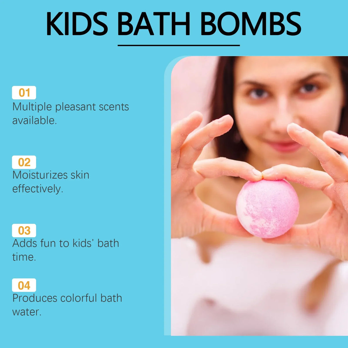 Kids Fizzy Bath Bombs Set – 6 Colorful Moisturizing Spa Balls