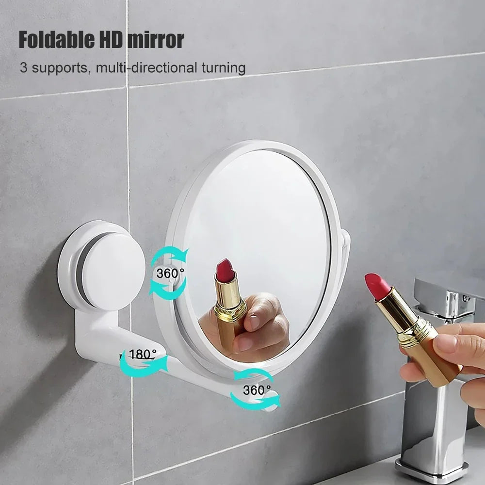 Double-Sided Folding Arm Suction Bathroom Makeup Mirror 6"