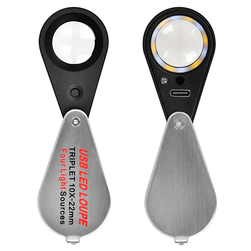 Rechargeable Magnifier 30X 13Led Lamp Appraisal Jade Jewelry Optical