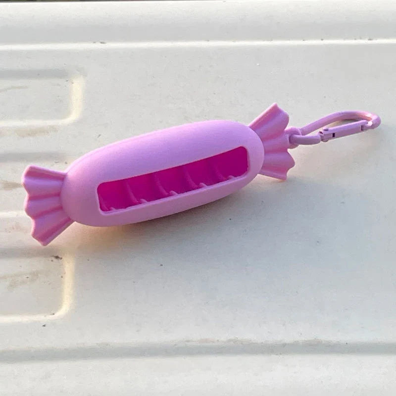 Silicone Lipstick Holder Keychain | Peanut Shape Lip Balm Cover
