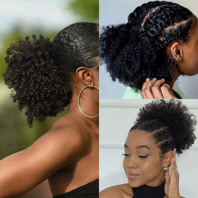 Kids Afro Puff Bun Hair Extension | Curly Synthetic Ponytail