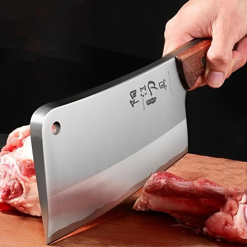 COOKCRAZE Heavy Butcher Knife – Bone Cutting Wood Handle