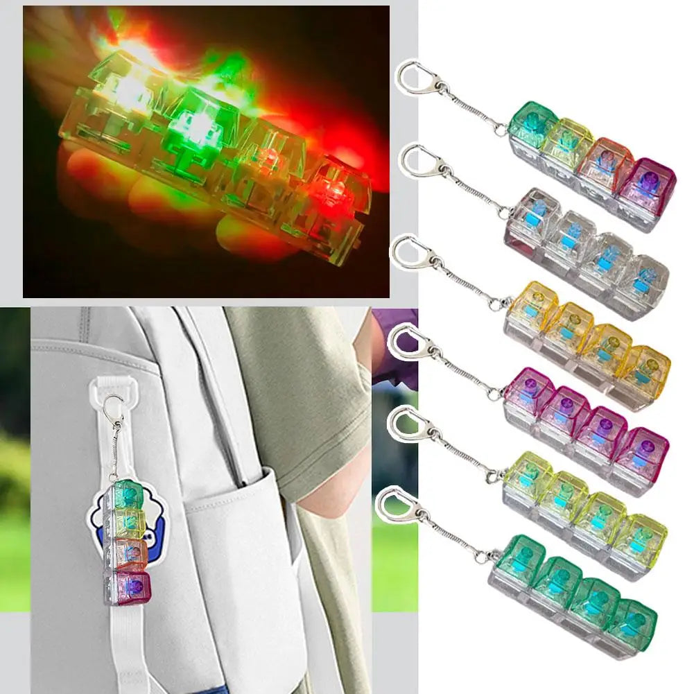 4-Key Mechanical Keyboard Keychain Fidget Clicker with LED