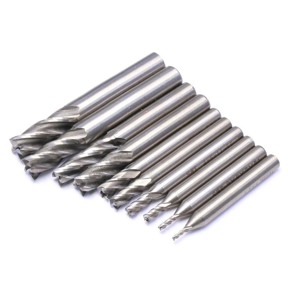 4-Flute Titanium HSS End Mill Set 1.5–10mm | CNC Router Bits