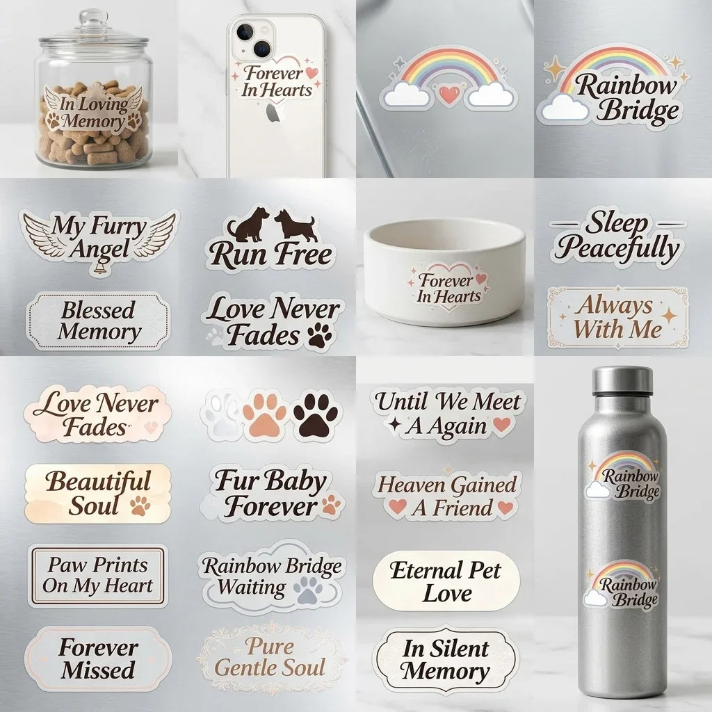 Pet Memorial UV Stickers – Paw Print Waterproof Decals for Urns