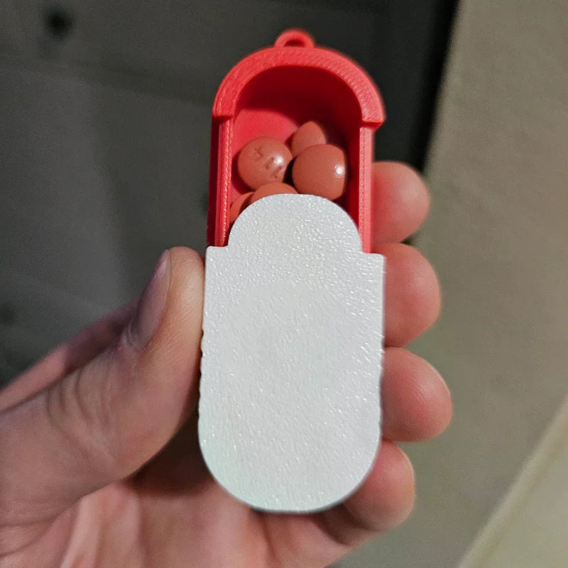 Mini Sliding Pill Box Keychain – Travel Pill Organizer