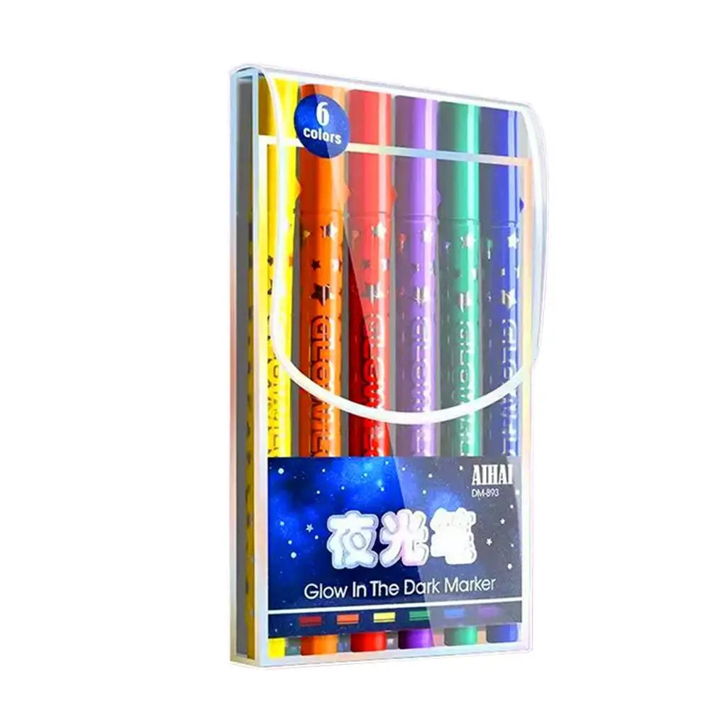 6-Color Glow in the Dark Neon Marker Pens | DIY Art & Crafts