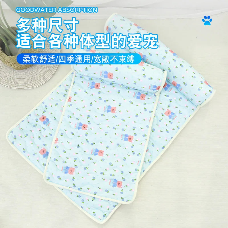 Summer Ice Silk Pillow Cool Pet Pad Cat Neck Protector Cooling