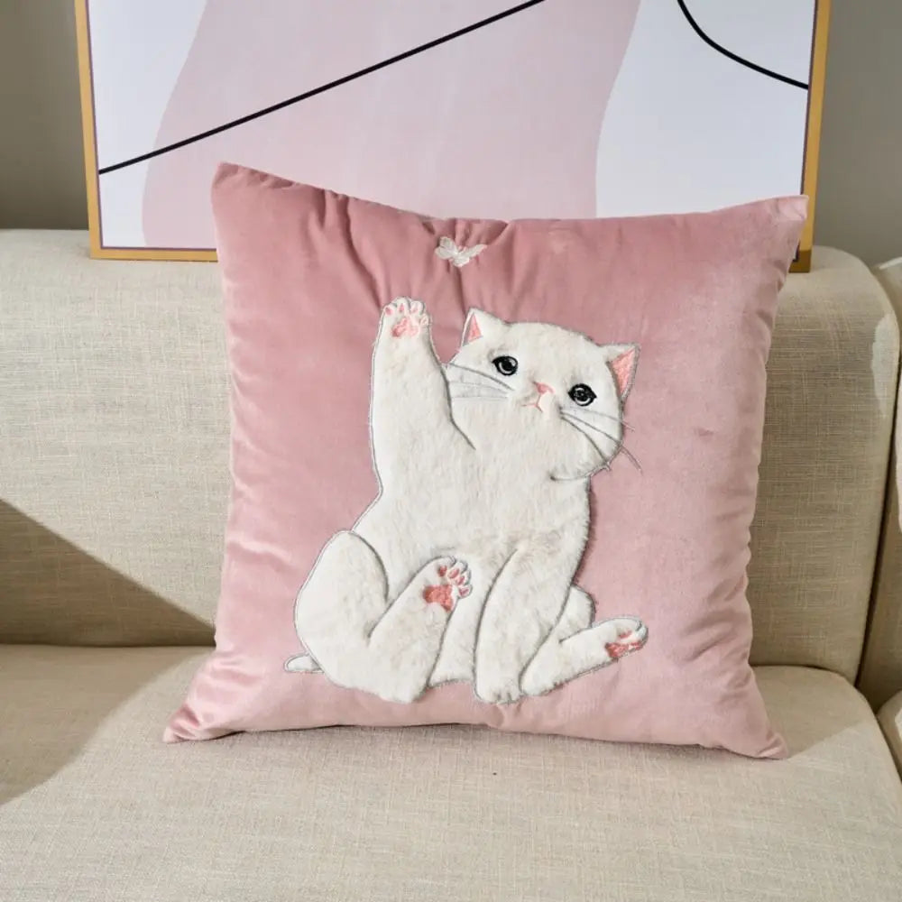 Rabbit Pattern Cushion Cover 45x45cm – Soft Cotton Pillowcase