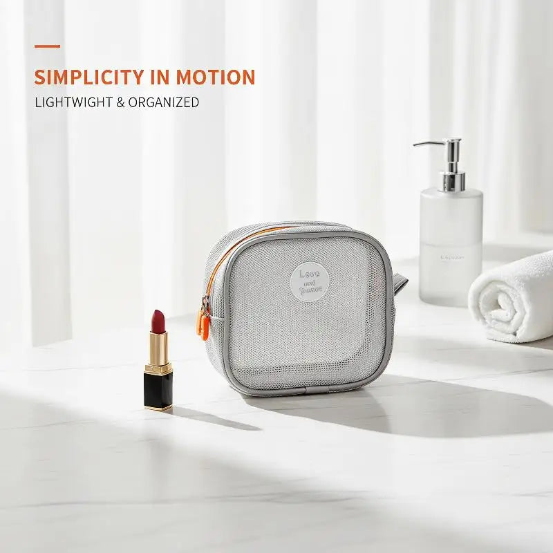 Portable Mesh Cosmetic Bag – Breathable Travel Makeup Pouch