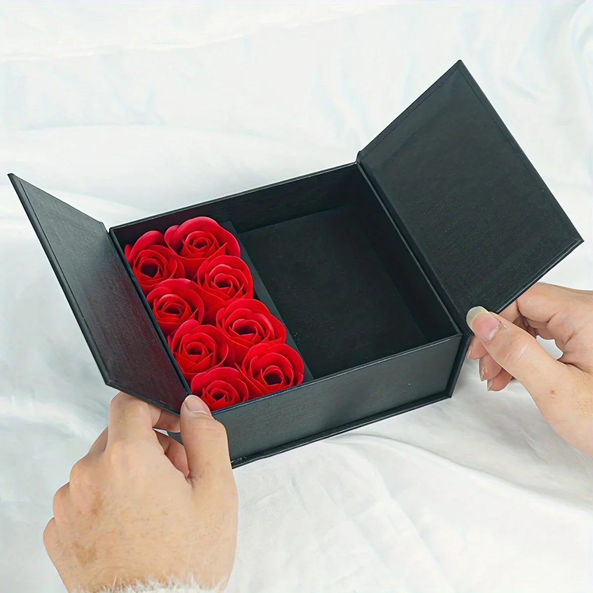 Valentine's Day Box Rose Flower Ring Necklace Jewelry Soap Present