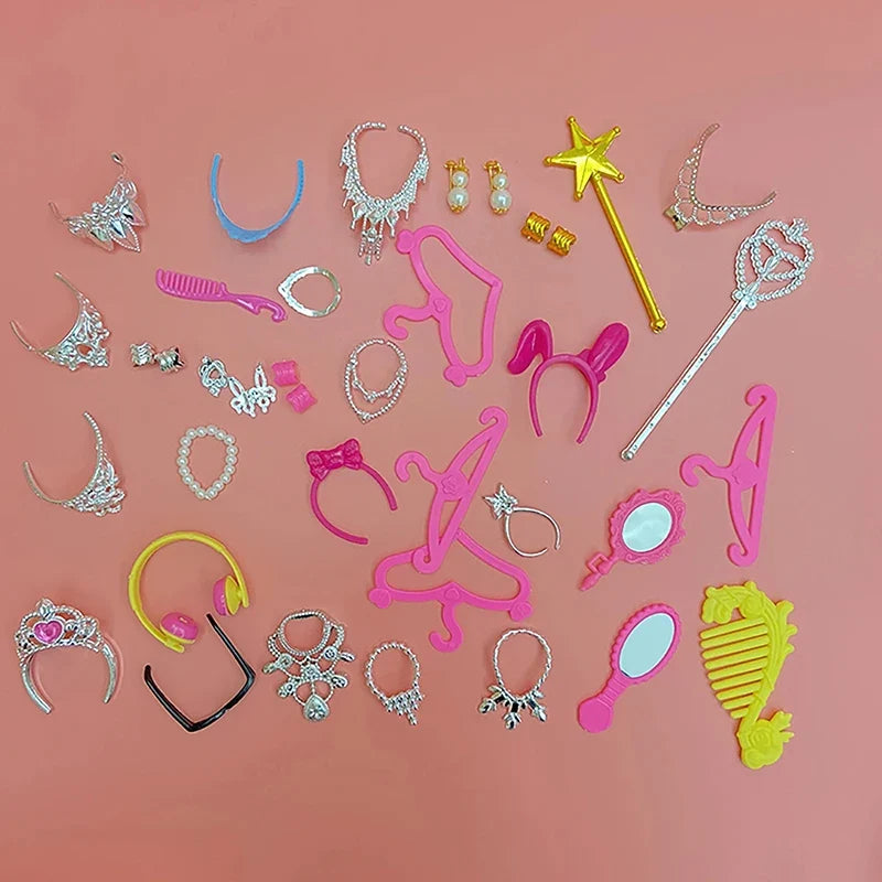 20Pcs Dollhouse Jewelry – Earrings, Bracelets & Crown for 1/6 Dolls