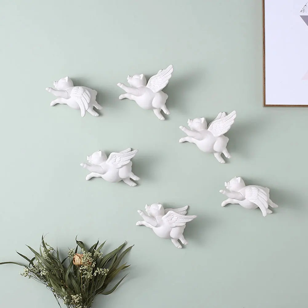 Ceramic Flying Pig Wall Decor | 3D Nordic Hanging Ornament