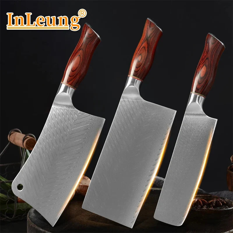 InLeung VG10 Damascus Steel Chef Knife – Wood Handle 18cm