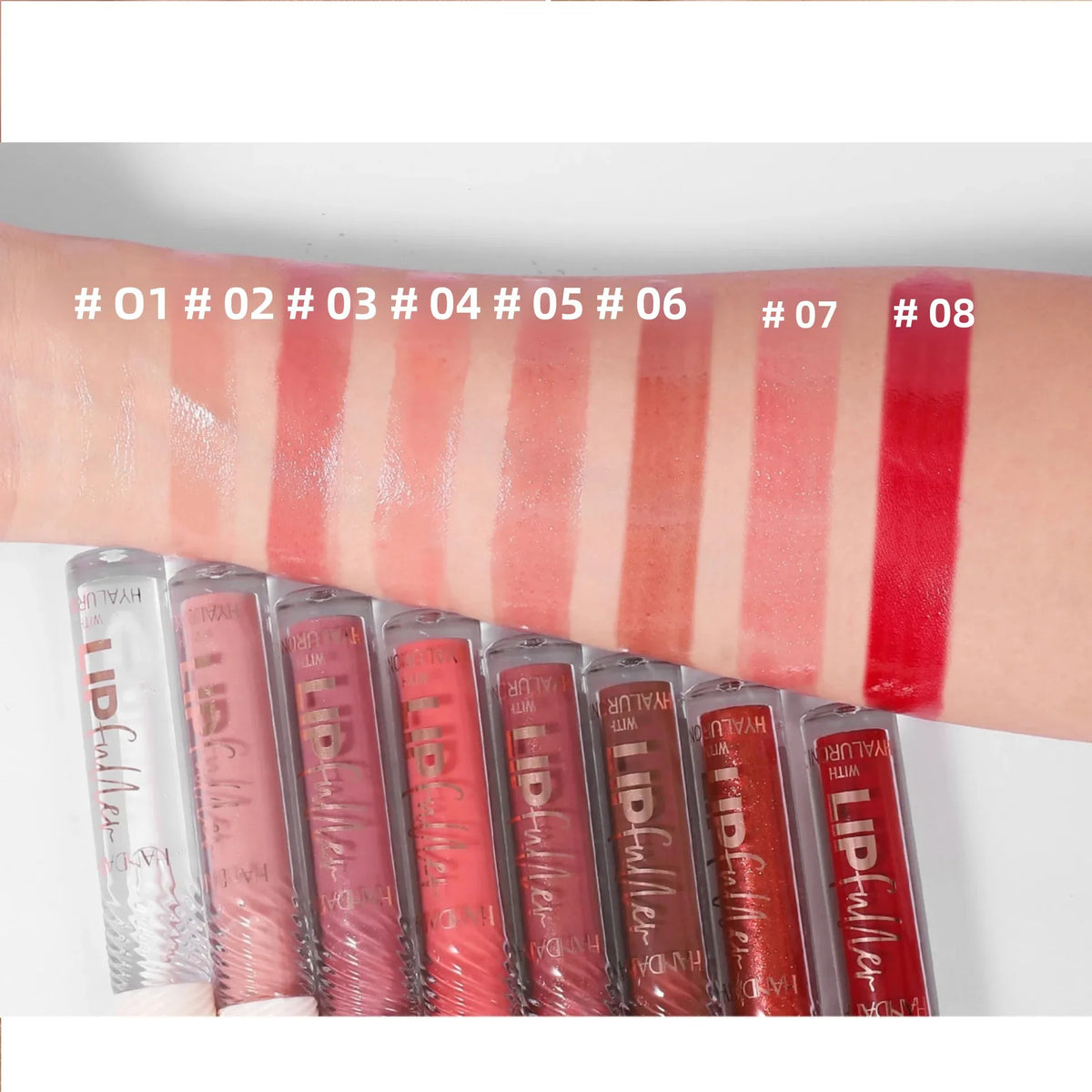 HANDAIYAN 8-Shade Mirror Lip Gloss | Hyaluronic Acid & Pearl
