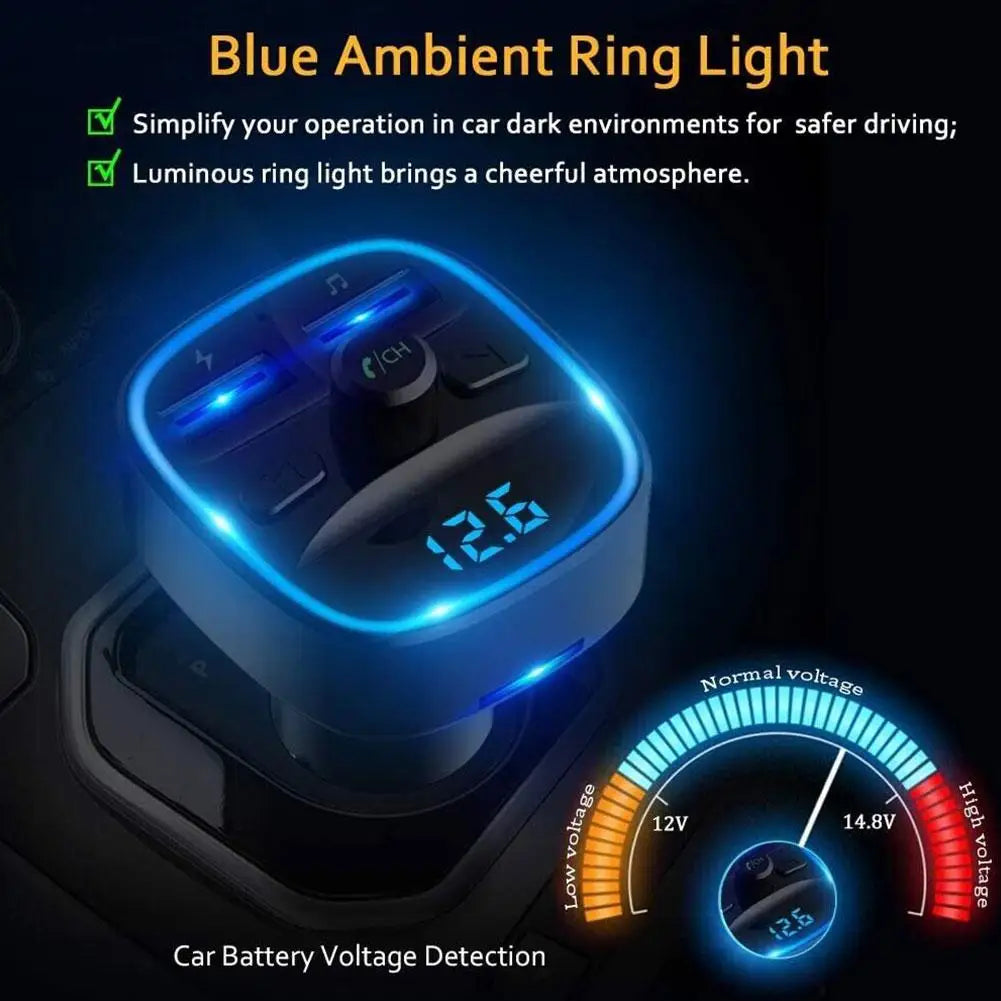 Bluetooth 5 0 Dual USB Port Charging Hands-free Calling Blue LED