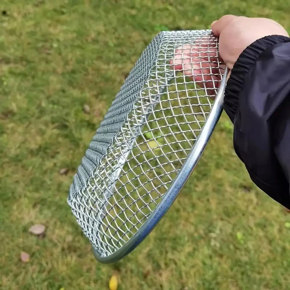 13.78" Round Stainless Steel Soil Sifter | Dual Mesh Garden Sieve