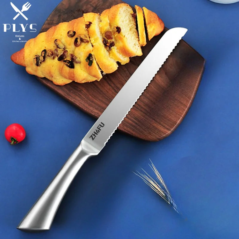 PLYS All-Steel Serrated Bread Knife – Sharp Stainless Slicer