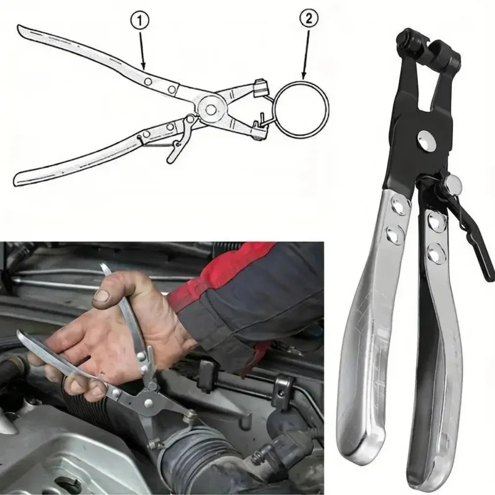 Hose Clamp Pliers 360° Swivel Jaw – Flat-Band & Ring-Type