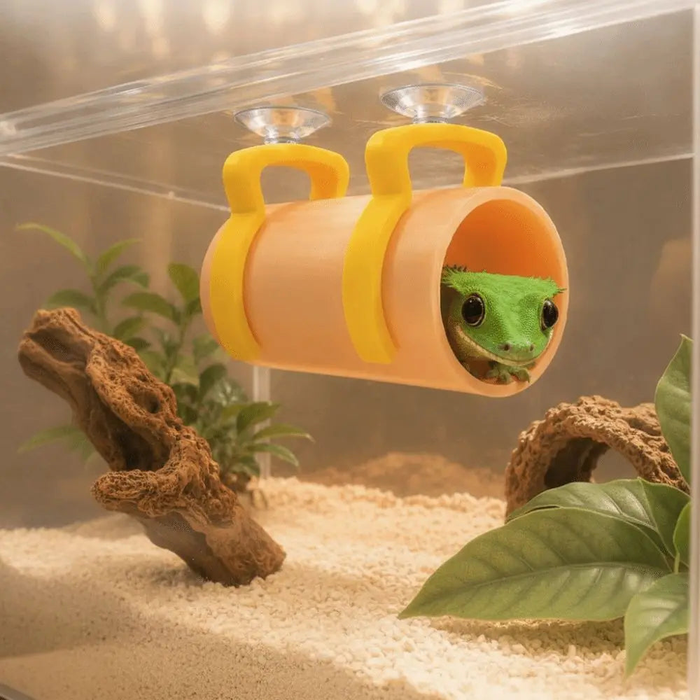 Wall-Mounted 3D Printed Reptile Hide Cave | Suction Cup Tank