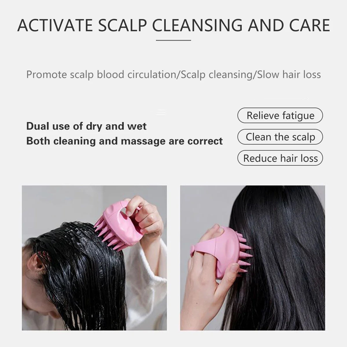 Silicone Scalp Massager Shampoo Brush | Deep Cleansing Comb