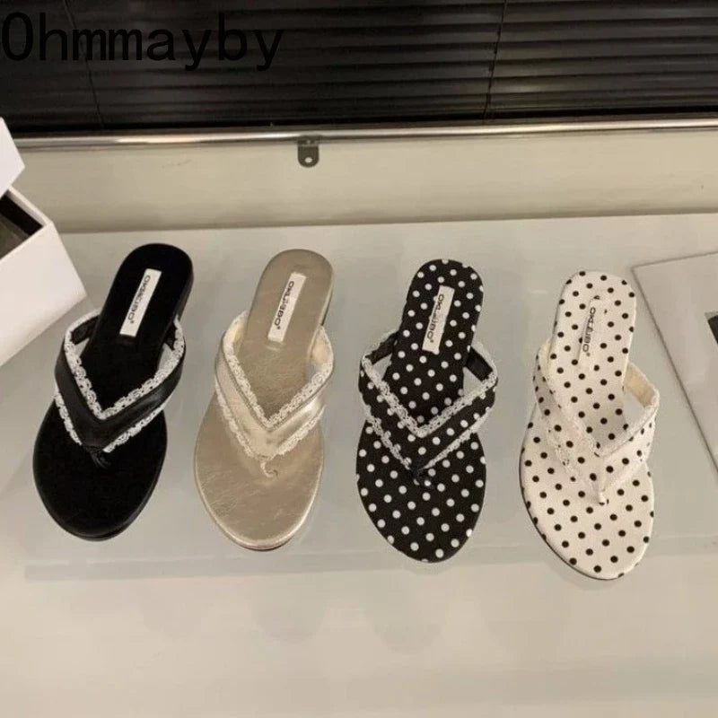 Women's Polka Dot Flip Flop Slides – Summer Beach Sandals