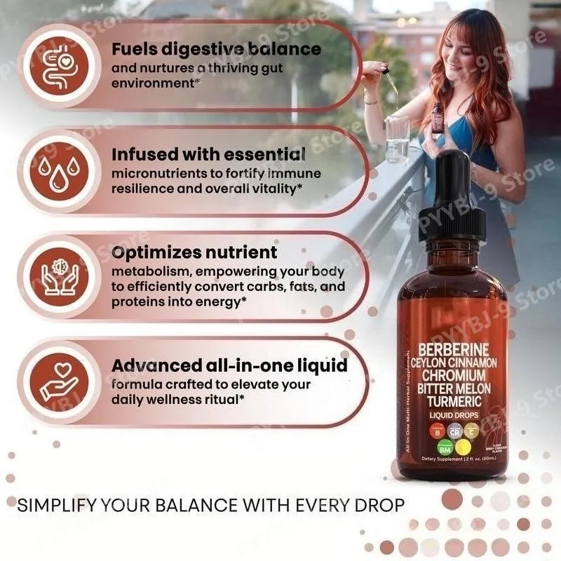 Berberine Chromium Turmeric Ginseng Liquid Drops 60ml