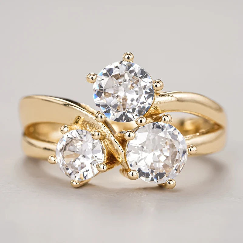 Huitan Triple CZ Ring for Women – Wedding & Engagement Jewelry