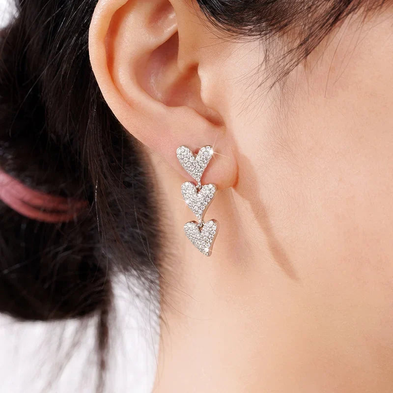 Huitan Heart Drop Earrings – Cubic Zirconia Women's Jewelry