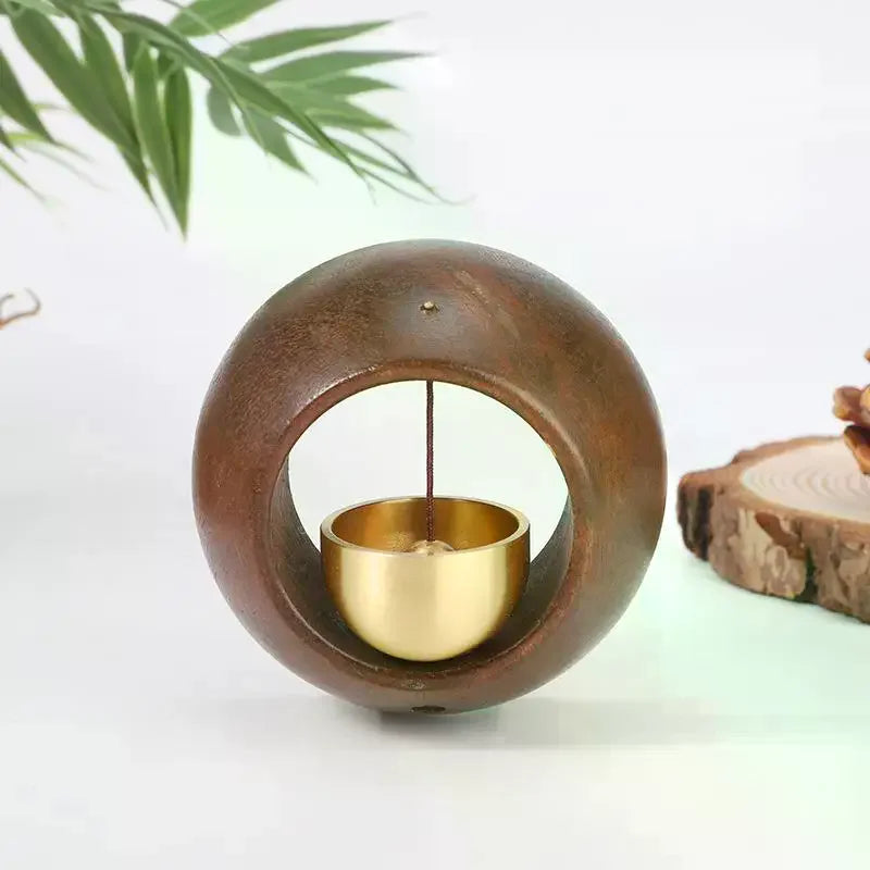 Black Walnut Wood Magnetic Entry Doorbell – Round Bell Chime